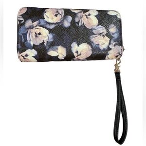Floral Black Wristlet Clutch